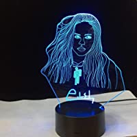 3D Illusion Night Light 7 Color Led Vision Billie Eilish Famous Star Office Room Decor Table Fans Colorido Regalo…